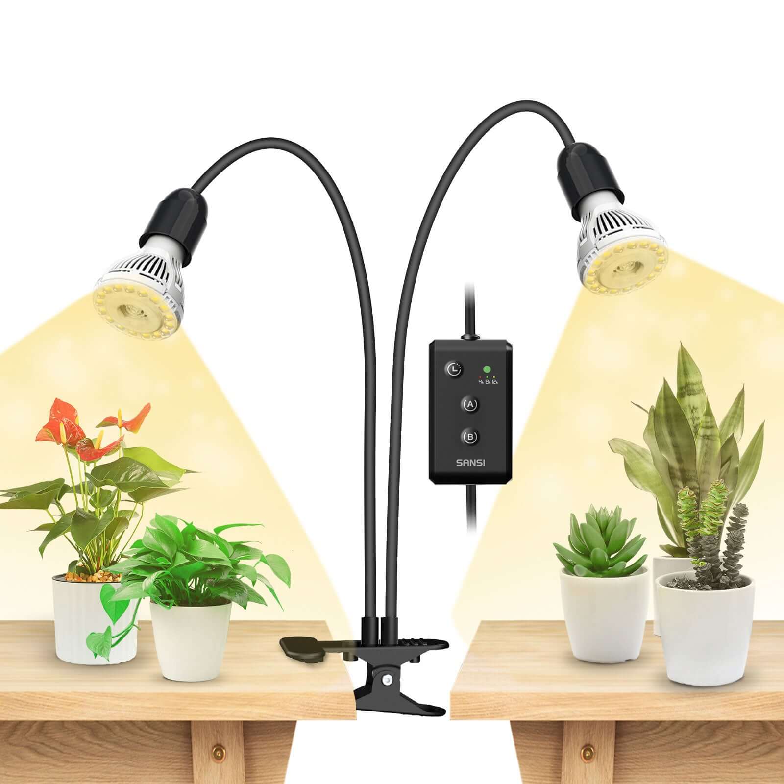 20W Adjustable 2-Head Clip-on LED Grow Light With Timer - Image 7