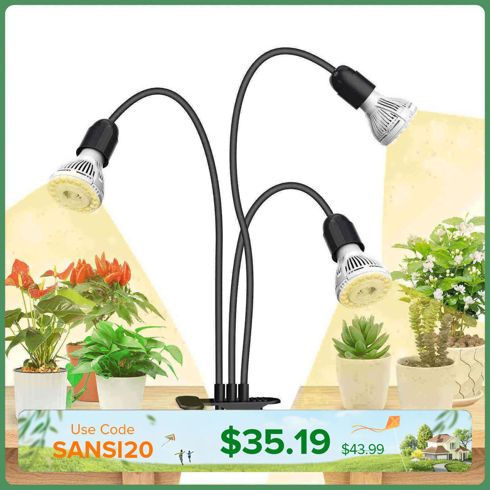 30W Adjustable 3-Head Clip-on LED Grow Light (US/CA ONLY) - Image 10