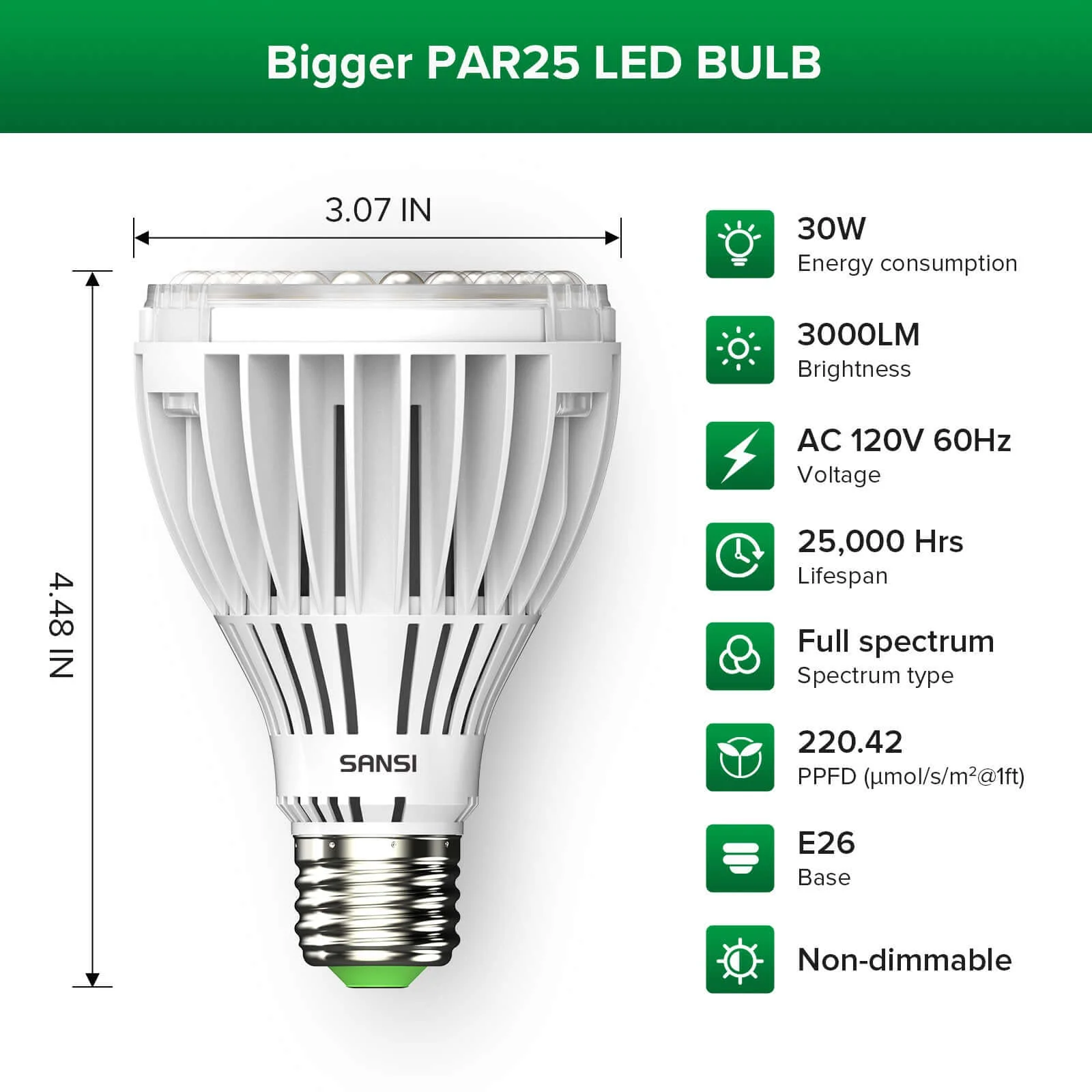 PAR25 30W LED Grow Light Bulb - Image 3