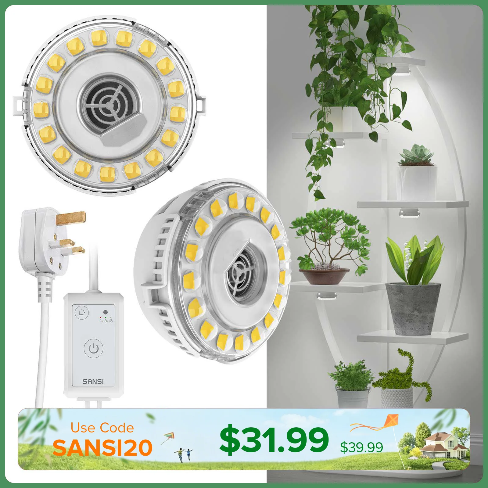 SANSI 10W LED Puck Grow Light With Timer & Dimmer - Image 14