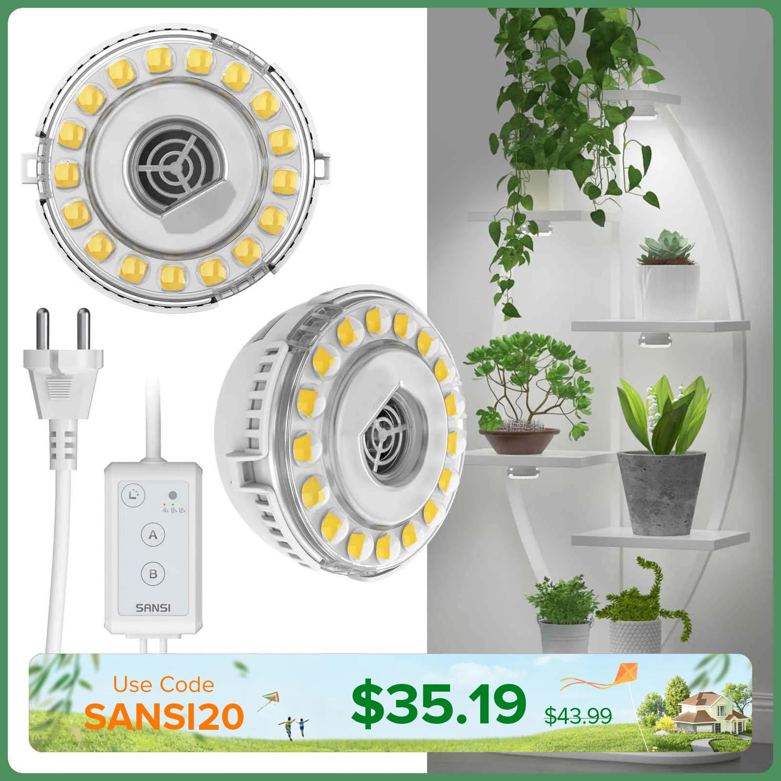 SANSI 10W LED Puck Grow Light With Timer & Dimmer - Image 15