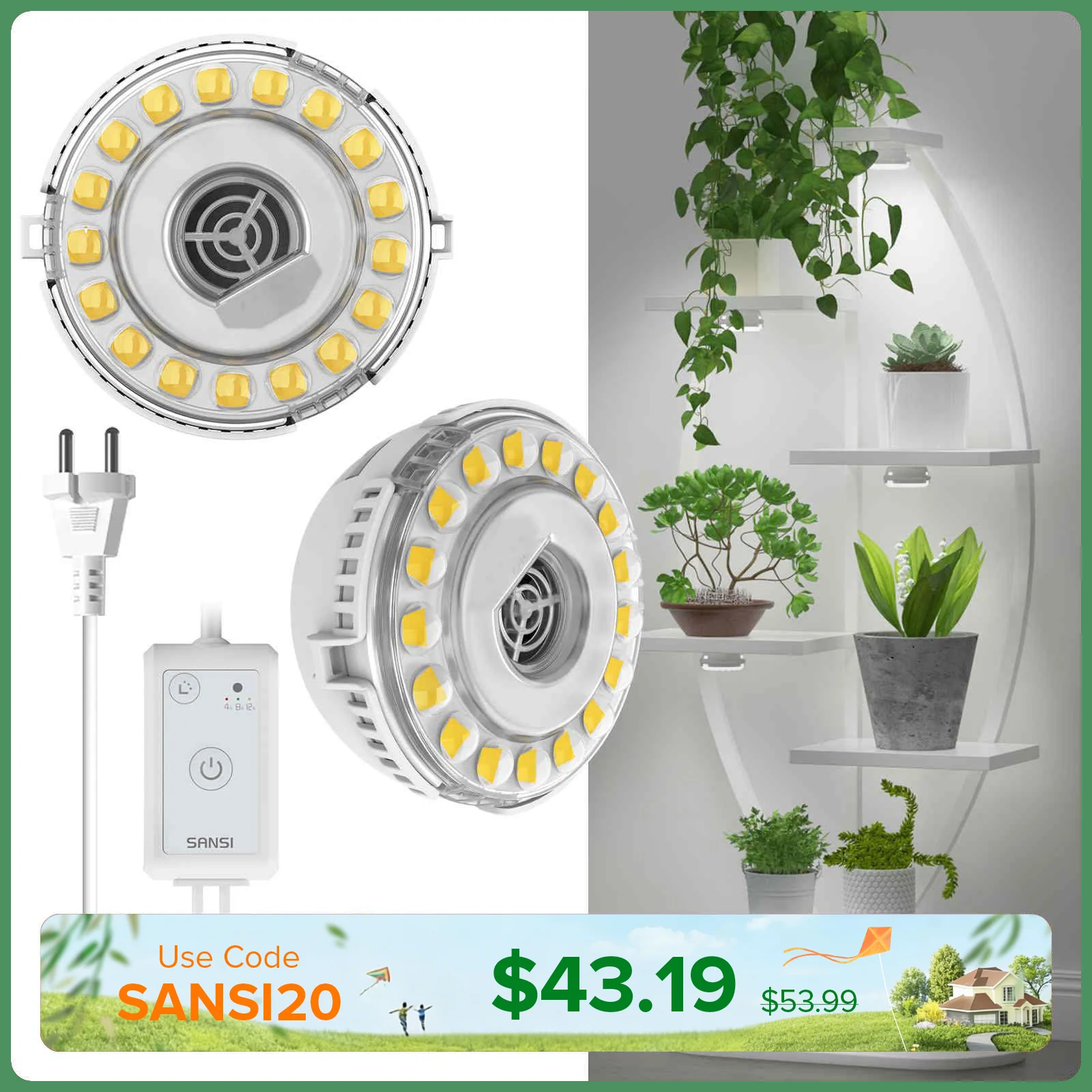 SANSI 10W LED Puck Grow Light With Timer & Dimmer - Image 16