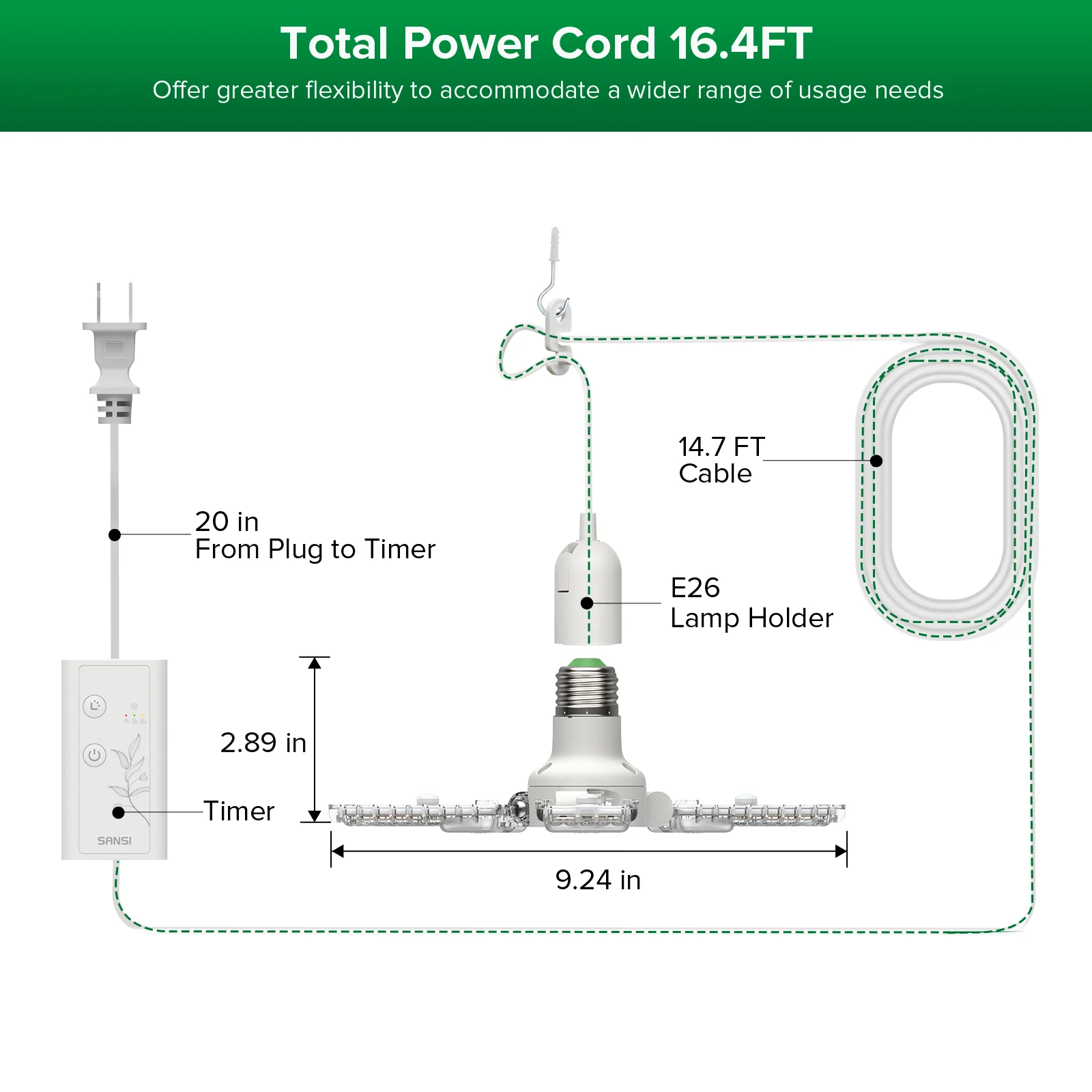 SANSI 30W Folding Wings LED Grow Light (US ONLY) - Image 5