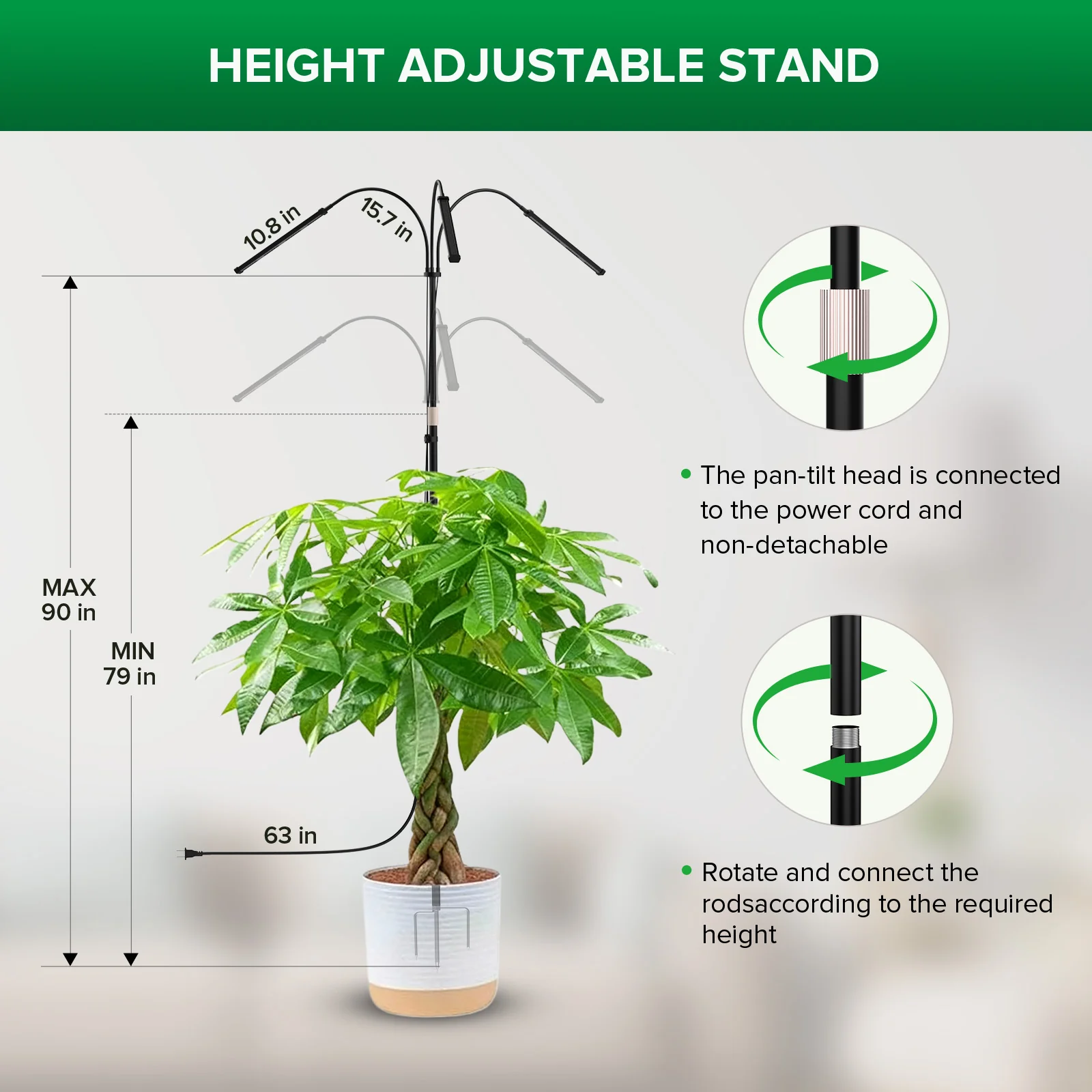 SANSI 45W Standing LED Grow Light with Ground Stake (US ONLY) - Image 3