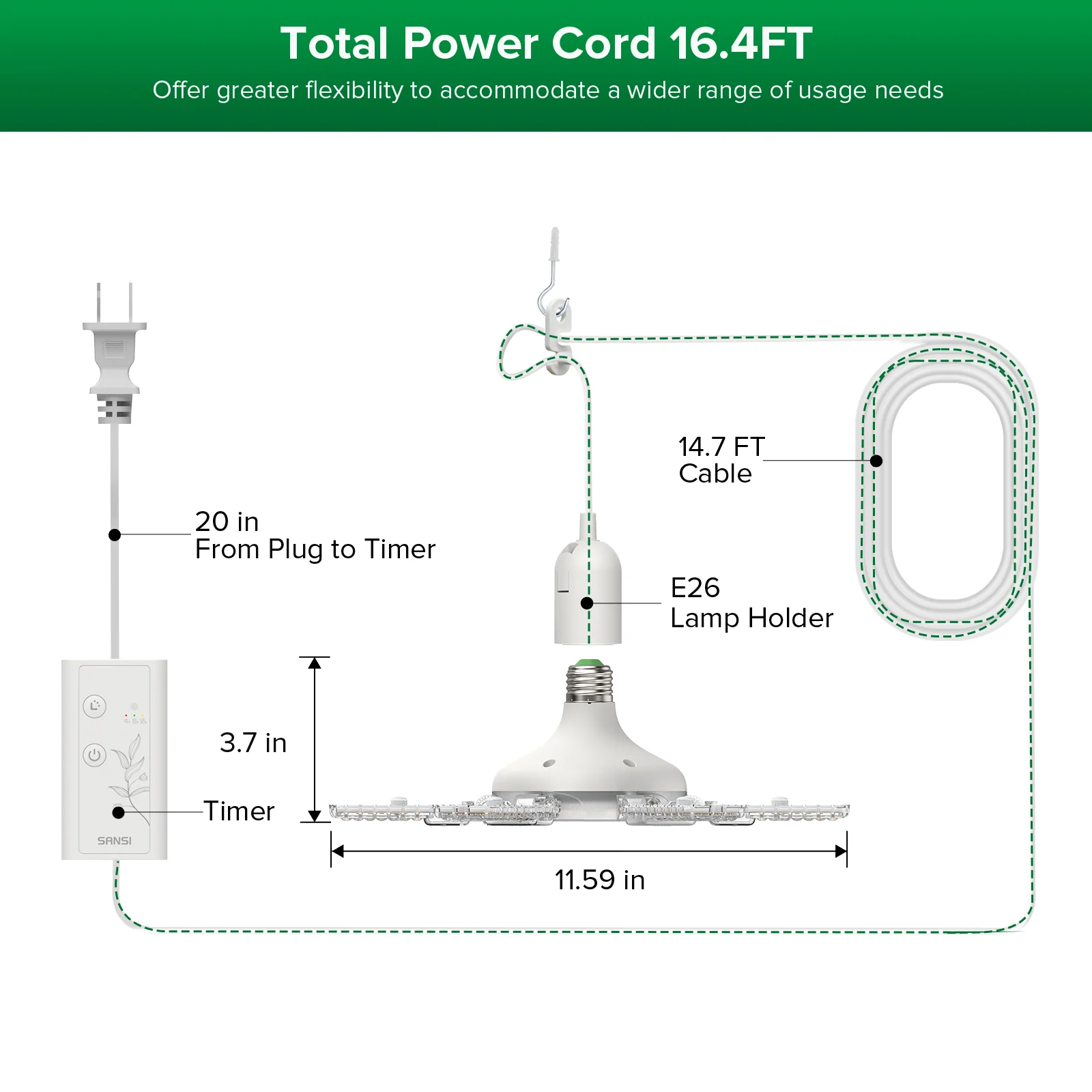 SANSI 60W Folding Wings LED Grow Light (US ONLY) - Image 5