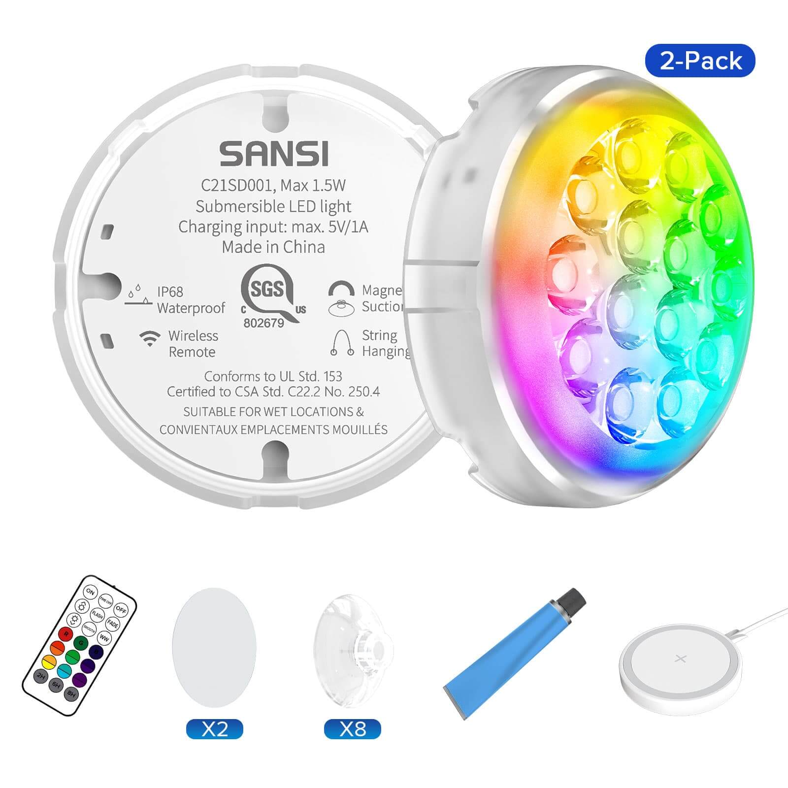 Wireless Charging RGB Color Changing Pool Light (US ONLY) - Image 15